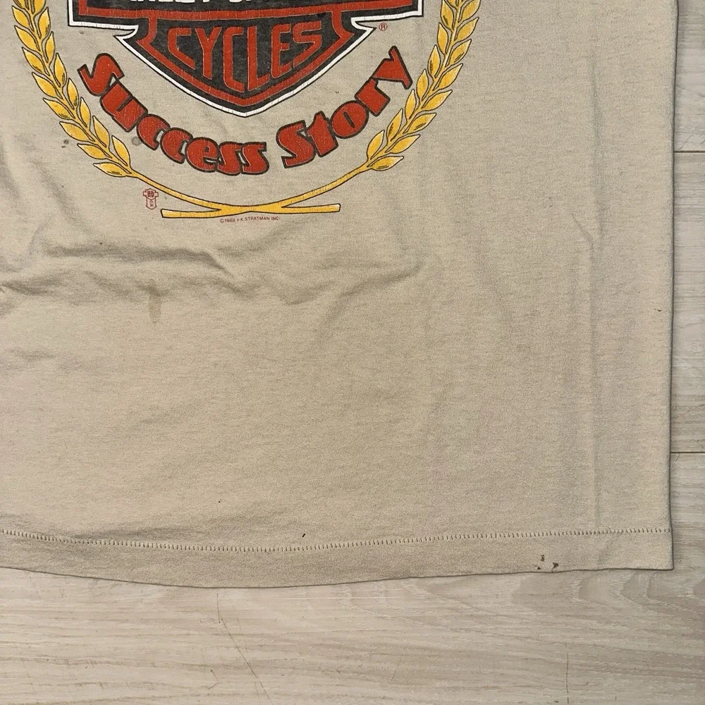 Vintage 80s Harley Davidson Shirt Size Large American Success Story Biker Eagle - Picture 8 of 8